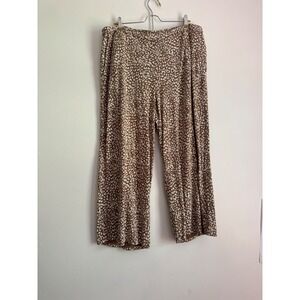 J. Jill Wearever Brown Animal Print Wide Leg Crop Pants 2X KPT297451